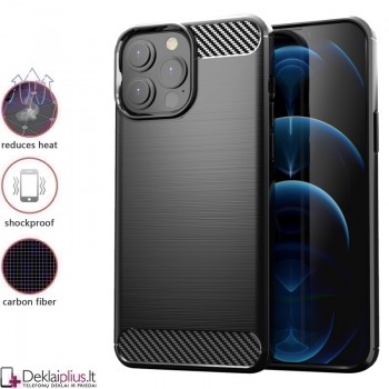 Carbon guminis dėklas - juodas (telefonui Apple Iphone 13 Pro Max)